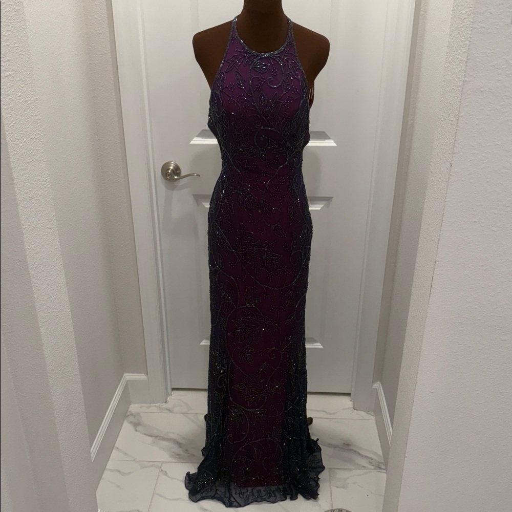 Vintage Cache Purple Halter Maxi Dress